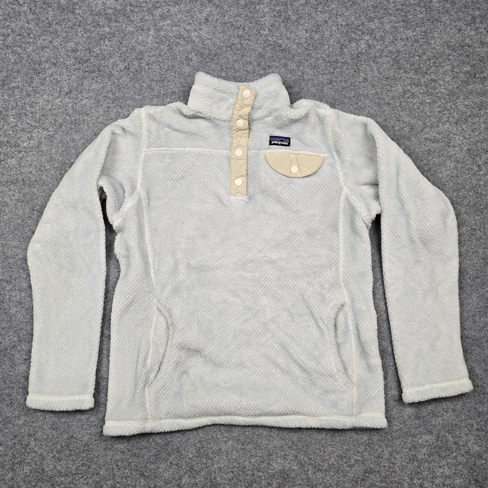 Patagonia Jacket Girls XL Gray Fleece Snap Pullover Polartec Thermal Pro Warm